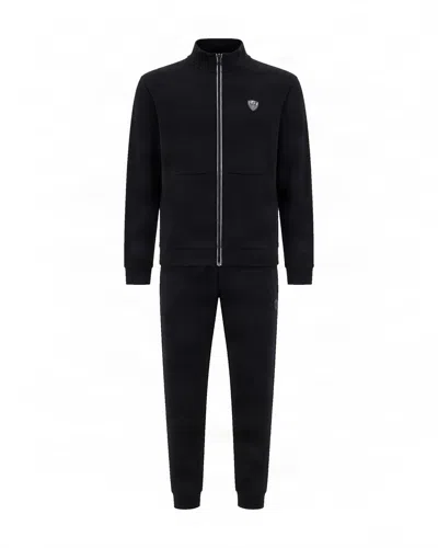Ea7 Zip-up Track Jacket And Jogger Pants Set In Black