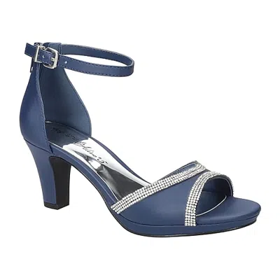 Easy Street Davina Womens Round Open Toe Stiletto Heel Pumps In Blue