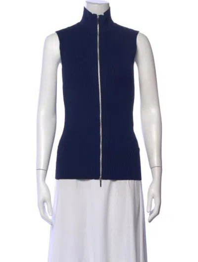 Pre-owned Eaves Mock Neck Sleeveless Top In Blue