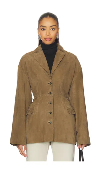 Eaves Salta Suede Jacket In Olive