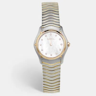 Pre-owned Ebel Classic Wave 1256f23 Mother Of Pearl Dial 18k Yellow Gold Two Tone Stainless Steel Diamond Women's W In Silver