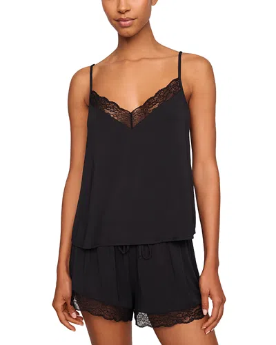 Eberjey Kari Lace Trim Cami & Shorts Pajama Set In Black
