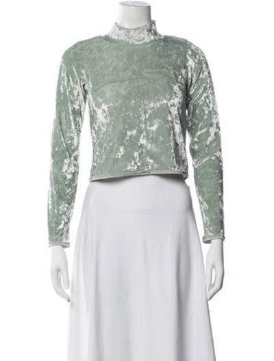 Pre-owned Eckhaus Latta Mock Neck Long Sleeve Crop Top In Green