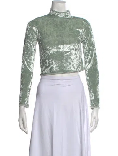Pre-owned Eckhaus Latta Mock Neck Long Sleeve Crop Top In Green