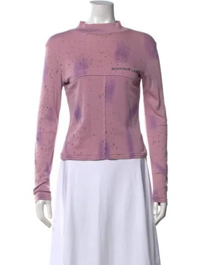 Pre-owned Eckhaus Latta Printed Mock Neck Sweatshirt In Purple