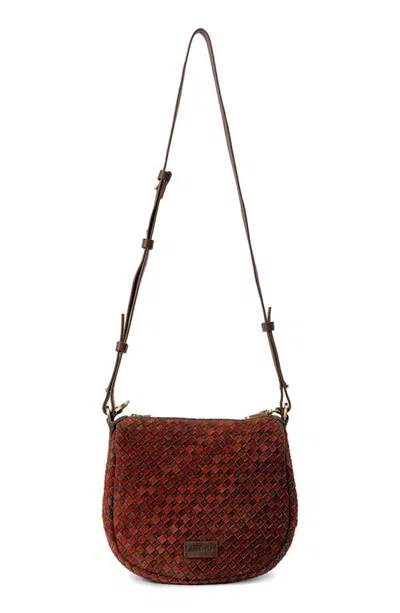 Écotorie Ecotorie Carrie Woven Suede Crossbody Bag In Rust/chocolate