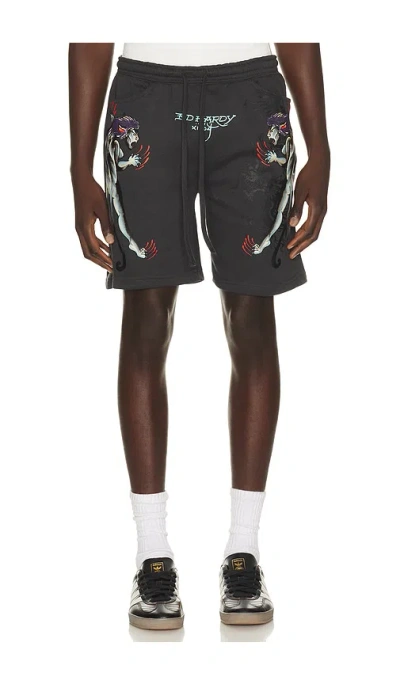 Ed Hardy Pantera Fleece Short In Dark Grey
