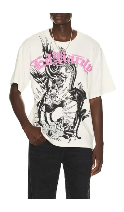Ed Hardy Panthers Boxy Tee In Ivory