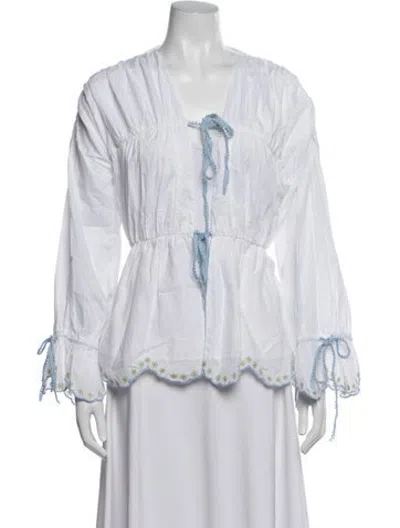 Pre-owned Eddy Floral Print Jacket In White