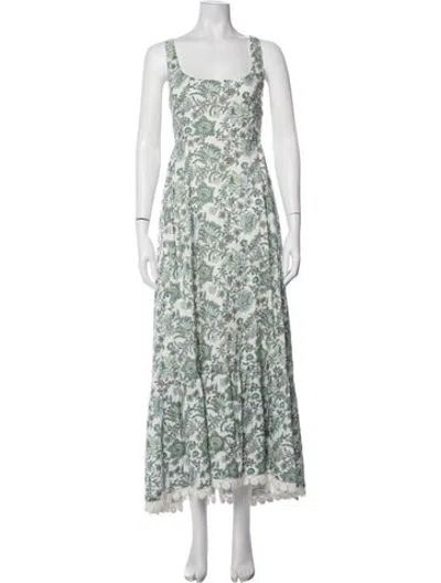 Pre-owned Eddy Floral Print Long Dress In Green