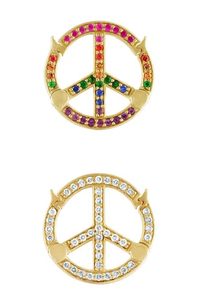Eden Presley 14k Gold Rainbow Peace Charm In Multi