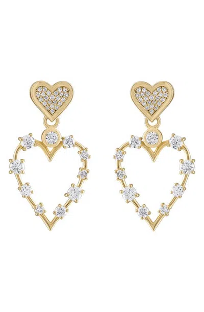 Eden Presley Love Transformer 14k Gold Multi Stone Heart Drop Earrings