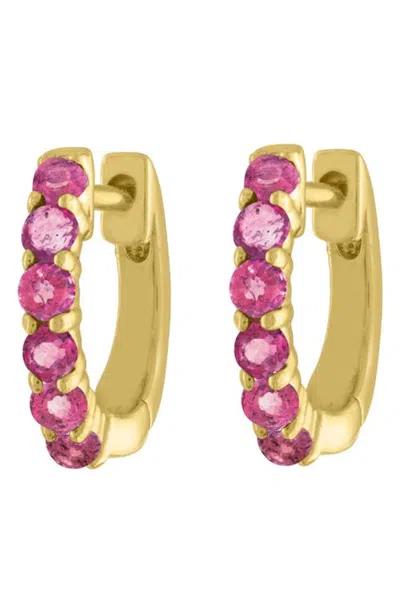 Eden Presley Signature Gold Blue Sapphire Huggie Hoop Earrings In Multi