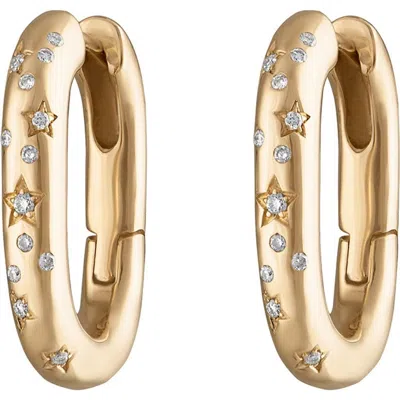 Eden Presley Starstruck 14k Gold Diamond Elongated Huggie Hoop Earrings