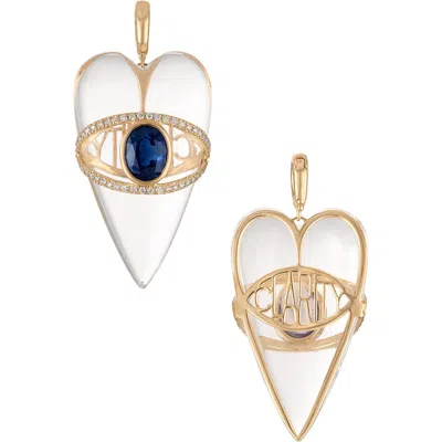 Eden Presley Stoned Heart 14k Gold Kyanite & Moonstone Diamond Pendant In Multi