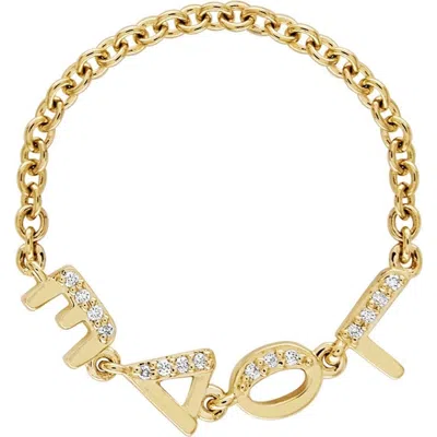 Eden Presley Tiny Letters 14k Gold Diamond Love Chain Ring