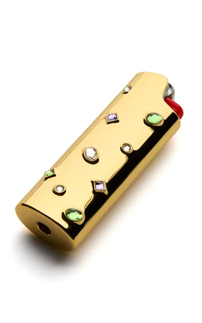 Edie Parker Little Gems Embellished Lighter Case In Gold