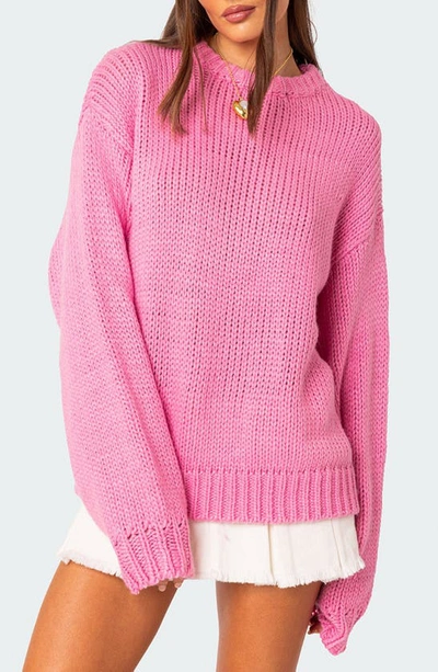 Edikted Aiden Oversize Chunky Sweater In Pink