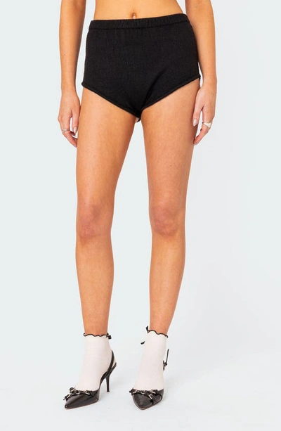 Edikted Comfort Club Micro Shorts In Black