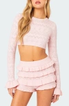 Edikted Delana Pointelle Crop Top In Light Pink