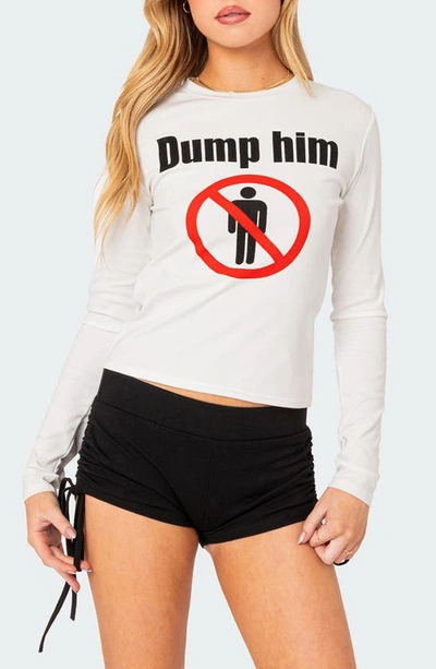 Edikted Dump Him Long Sleeve T-shirt In Cream