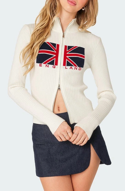 Edikted England Zip Cardigan In Cream