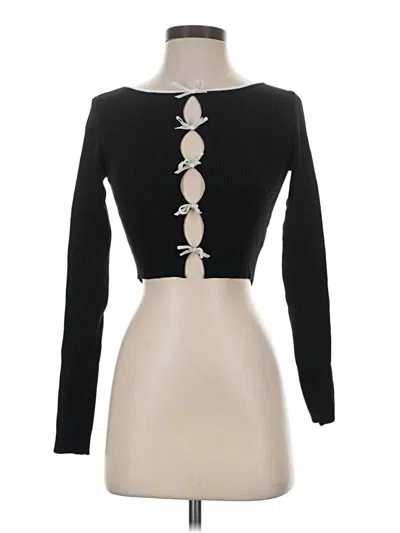 Pre-owned Edikted Long Sleeve Top Black Keyhole Neckline Tops
