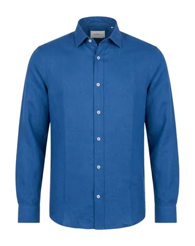 Editions 102 Man Shirt Slate Blue Size S Linen, Lyocell