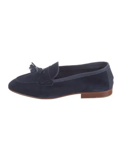 Pre-owned Edward Green Suede Dress Loafers In Blue
