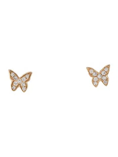 Pre-owned Ef Collection 14k Diamond Butterfly Stud Earrings In Multicolor