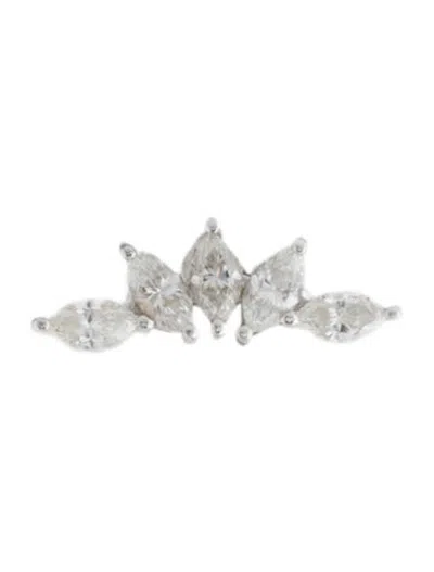 Pre-owned Ef Collection 14k Diamond Fan Single Stud Earring In Multicolor