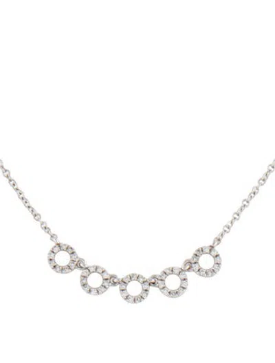 Pre-owned Ef Collection 14k Diamond Open Circle Bar Necklace, 15.5" In Multicolor