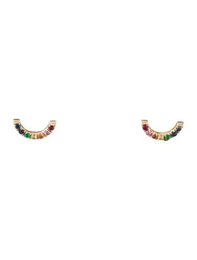Pre-owned Ef Collection 14k Multistone Rainbow Stud Earrings In Multicolor