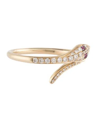Pre-owned Ef Collection 14k Ruby & Diamond Snake Band In Multicolor
