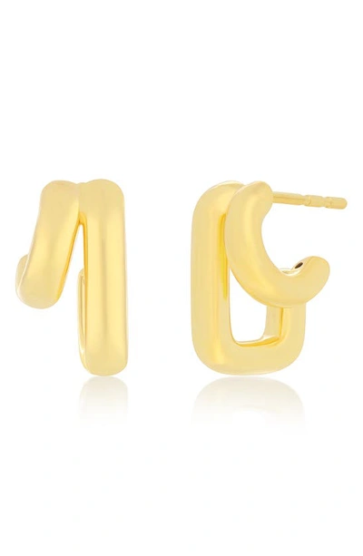 Ef Collection Double Huggie Hoop Earrings In 14k Yellow Gold