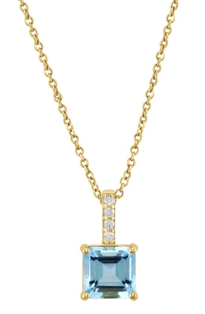 Effy 14k Gold Diamond & Aquamarine Pendant Necklace In Blue