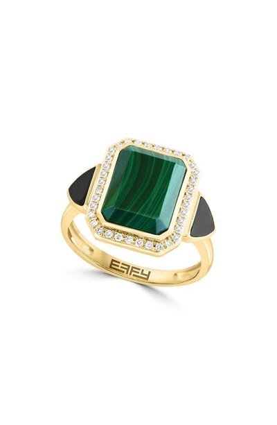 Effy 14k Gold Diamond & Malachite Stone Ring In Green
