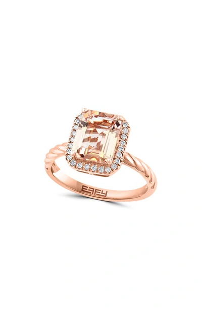 Effy 14k Gold Diamond & Morganite Ring In Rose Gold