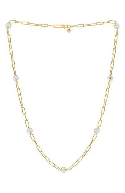 Effy 14k Gold Plated Sterling Silver Freshwater Pearl Station Chain Necklace