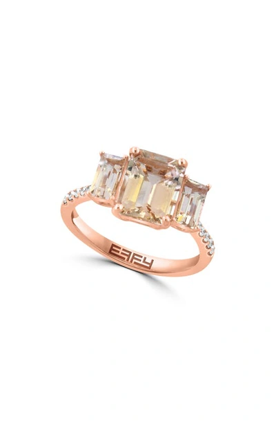 Effy 14k Rose Gold Diamond & Morganite Ring In Pink