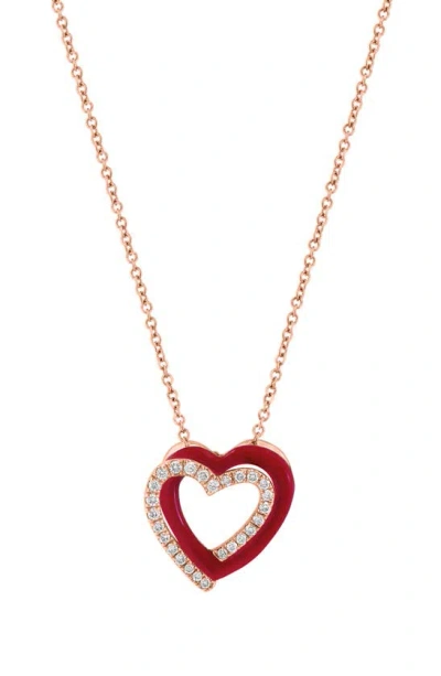 Effy 14k Rose Gold Diamond Heart Pendant Necklace