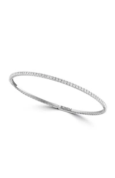 Effy 14k White Gold Celestial Diamond Bangle In Metallic Silver