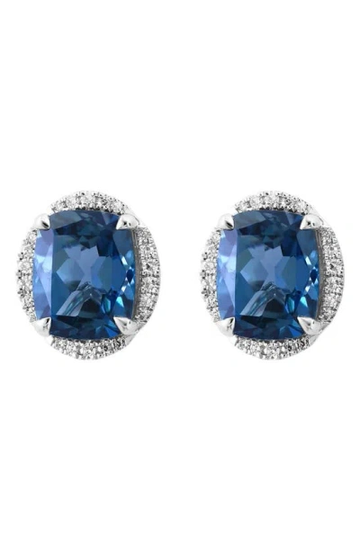 Effy 14k White Gold London Blue Topaz & Diamond Halo Stud Earrings