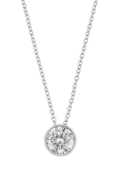 Effy 14k White Gold Round Lab Created Diamond Pendant Necklace In Metallic