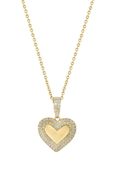 Effy 14k Yellow Gold Diamond Heart Pendant Necklace In Gold/ Diamond