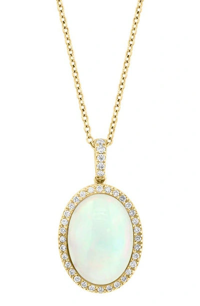 Effy 14k Yellow Gold Diamond Pavé & Opal Pendant Necklace