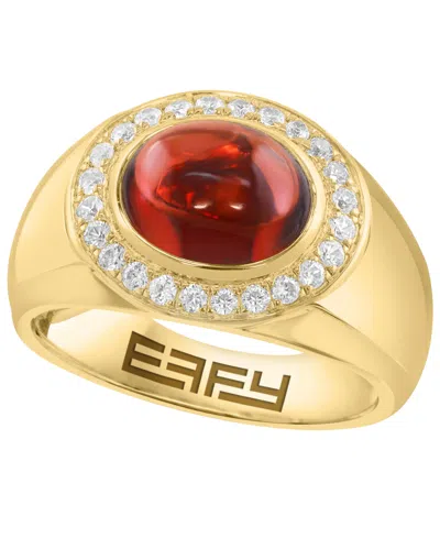 Effy Collection Men's Garnet (4-3/4 Ct. T.w.) And White Zircon Ring (5/8 Ct. T.w.) In Gold Over Sterling Silver In Multi