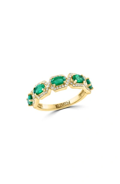 Effy Diamond & Emerald Ring In Gold