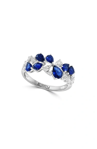 Effy Diamond & Sapphire Cluster Ring In White