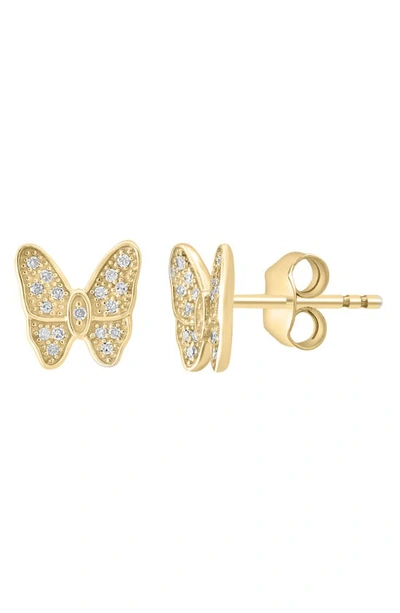 Effy Diamond Embellished Butterfly Stud Earrings In Gold